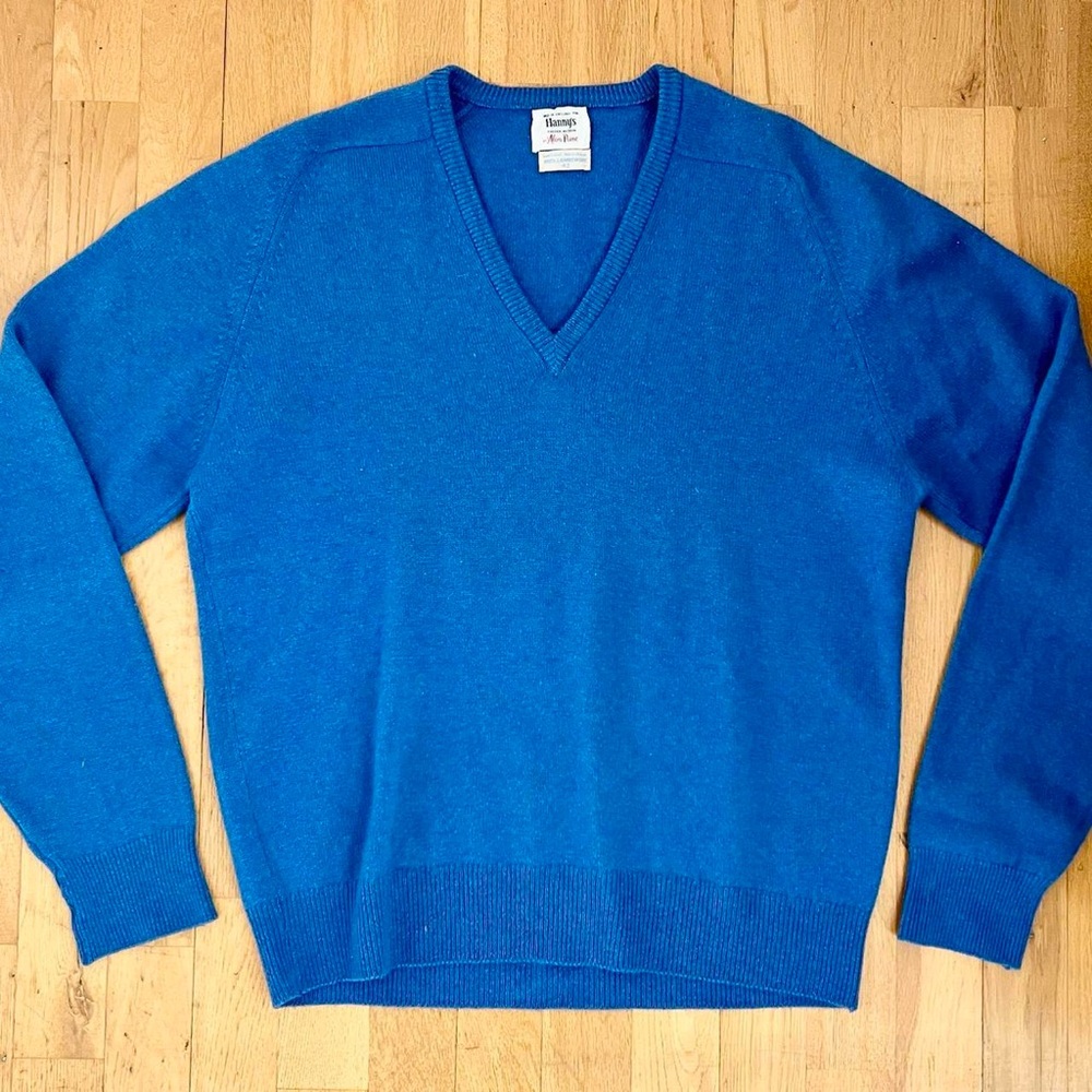 1960s Vintage 100% Blue Wool Sweater 42 M L - Hanny’s Phoenix Arizona